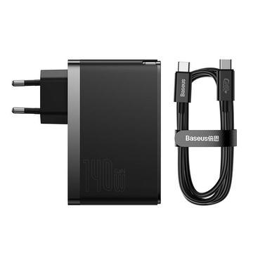 Baseus GaN5 Pro 140W vegglader med USB-C ladekabel - 2xUSB-C, USB-A