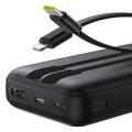 Baseus Lipow 22.5W Power Bank 20000mAh med innebygde Lightning- og USB-C-kabler og LED-skjerm