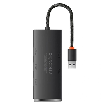 Baseus Lite Series Hub 4in1 WKQX030001 USB til 4x USB 3.0, 25 cm - svart