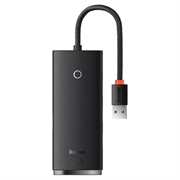 Baseus Lite Series Hub 4in1 WKQX030001 USB til 4x USB 3.0, 25 cm - svart