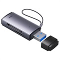 Sandberg SD / MicroSD Kortleser - USB-A / USB-C / MicroUSB - Sølv