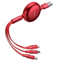 Baseus Little Octopus 3-i-1 Kabel - Lightning, USB-C, MicroUSB - Rød