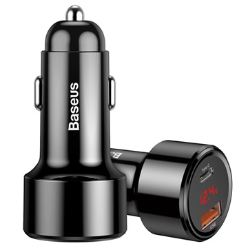 Baseus Magic USB Og USB-C QC&PD Billader - 45W - Varm Rosa / Blå