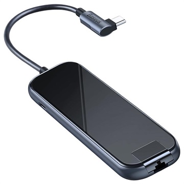 Baseus Mirror USB-C-Hub CAHUB-DZ0G - USB 3.0, RJ45, HDMI, PD - Grå