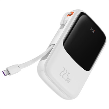 Baseus Qpow Pro Powerbank med USB-C Kabel - 10000mAh (Åpen Emballasje - Utmerket) - Hvit