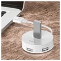 Baseus Round Box 4-port USB 3.0 Hub med MicroUSB Power Supply - Hvit