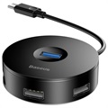 Baseus Round Box 4-port USB 3.0 Hub med USB-C Kabel - Svart