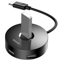 Baseus Round Box 4-port USB 3.0 Hub med USB-C Kabel - Svart