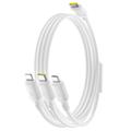 Baseus Silky 3-i-1 USB-C til Lightning, USB-C, MicroUSB hurtigladingskabel - 100 W/1,5 m - hvit