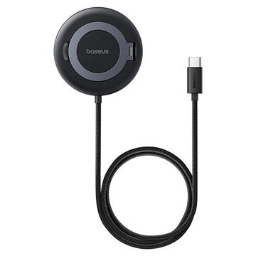 Baseus Simple Mini4 15W magnetisk Qi2 trådløs lader med stativ - svart