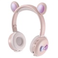 Bear Ear Bluetooth Hodetelefoner BK7 med LED - Rosa