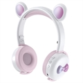 Bear Ear Bluetooth Hodetelefoner BK7 med LED - Hvit