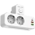 Beline Power Strip med LED-bakgrunnsbelysning - 2x USB-A, USB-C, 2x AC - Hvit