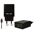 Beline Universell Dual-Port Lader & MicroUSB Kabel - Svart