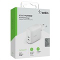 Belkin BoostCharge Vegglader 40W - PD 3.0, 2xUSB-C - Hvit