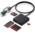 Benfei 4-i-1 USB-C/USB-A 3.0-kortleser - SD, microSD, MS & CF-kort - svart