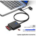 Benfei 4-i-1 USB-C/USB-A 3.0-kortleser - SD, microSD, MS & CF-kort - svart