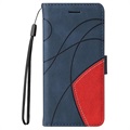 Bi-Color Series Samsung Galaxy A22 4G Lommebok-deksel - Blå