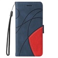 Bi-Color Series Samsung Galaxy A42 5G Lommebok-deksel - Blå