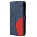 Bi-Color Series Samsung Galaxy A42 5G Lommebok-deksel - Blå