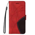Bi-Color Series Samsung Galaxy A42 5G Lommebok-deksel - Rød