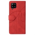 Bi-Color Series Samsung Galaxy A42 5G Lommebok-deksel - Rød