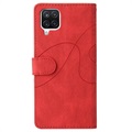 Bi-Color Series Samsung Galaxy A12 Lommebok-deksel - Rød