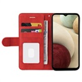 Bi-Color Series Samsung Galaxy A12 Lommebok-deksel - Rød