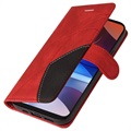Bi-Color Series Motorola Moto E7 Power Lommebok-deksel - Rød