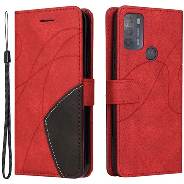 Bi-Color Series Motorola Moto G50 Lommebok-deksel - Rød