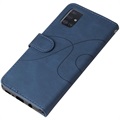 Bi-Color Series Samsung Galaxy A51 Lommebok-deksel - Blå