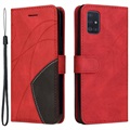Bi-Color Series Samsung Galaxy A51 Lommebok-deksel - Röd