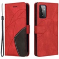 Bi-Color Series Samsung Galaxy A72 5G Lommebok-deksel - Rød