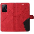 Bi-Color Series Xiaomi 11T/11T Pro Lommebok-deksel - Rød