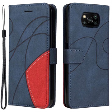Bi-Color Series Xiaomi Poco X3 Pro/X3 NFC Lommebok-deksel - Blå