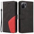 Bi-Color Series Xiaomi Mi 11 Lite 5G Lommebok-deksel - Svart