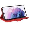 Bi-Color Series Samsung Galaxy S21 5G Lommebok-deksel - Rød