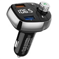 Bluetooth FM-sender / Billader med QC3.0 T62 - Svart / Sølv