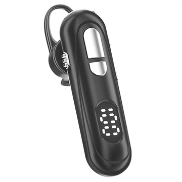 Bluetooth Headset med Mikrofon og LCD-skjerm - Svart