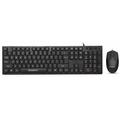 Bosston D5200 USB-tastatur med kabel og ergonomisk mus med 1000 DPI - svart