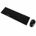 Bosston D5200 USB-tastatur med kabel og ergonomisk mus med 1000 DPI - svart