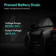 Botslab Dash Cam-kabelmonteringssett - USB-C, 24/7 parkeringsovervåking, lavspenningsbeskyttelse - svart