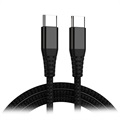 Flettet Power Delivery USB Type-C GaN Ladekabel - 1m, 65W - Svart