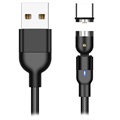 Flettet, Roterbar og Magnetisk USB Type-C-kabel - 2 m - Svart