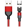Braided Roterende Magnetic USB Type-C Kabel - 2m - Rød