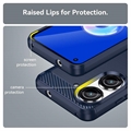 Asus Zenfone 10 Børstet TPU Deksel - Karbonfiber - Blå