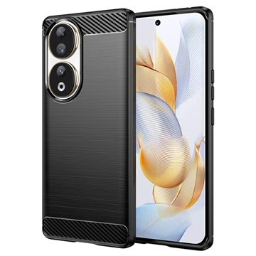 Honor 90 Børstet TPU Deksel - Karbonfiber - Svart