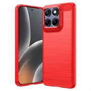 Motorola Edge 70 Fusion/70 Fusion+ børstet TPU-deksel - karbonfiber - rød