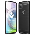 Motorola Moto G 5G Børstet TPU-deksel - Karbonfiber - Svart