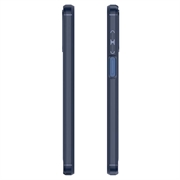 Motorola Moto G14 Børstet TPU Deksel - Karbonfiber - Blå